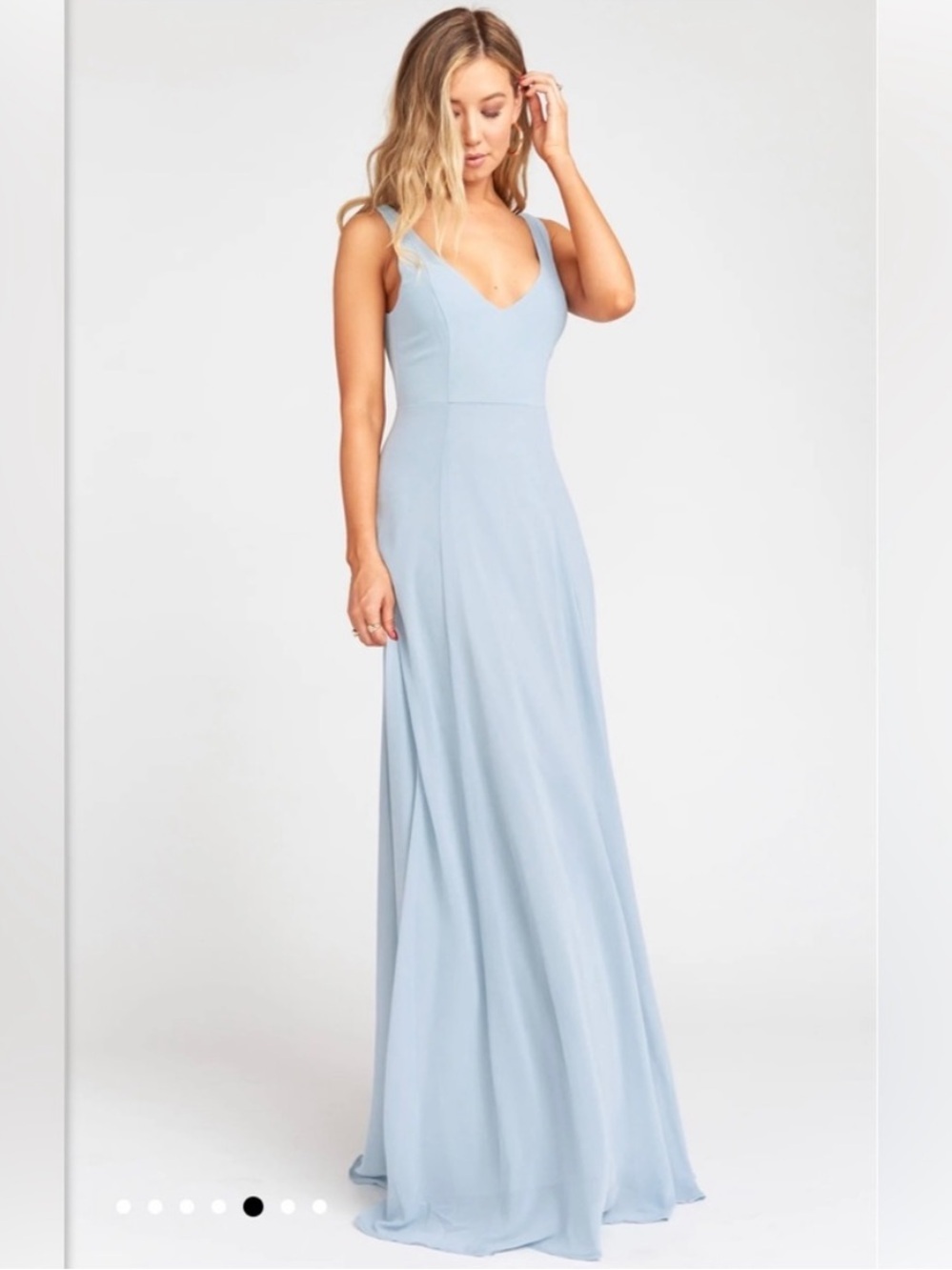 Show Me Your Mumu Jenn Maxi Dress Steel Blue Size S Chic Wedding Homecoming 90s